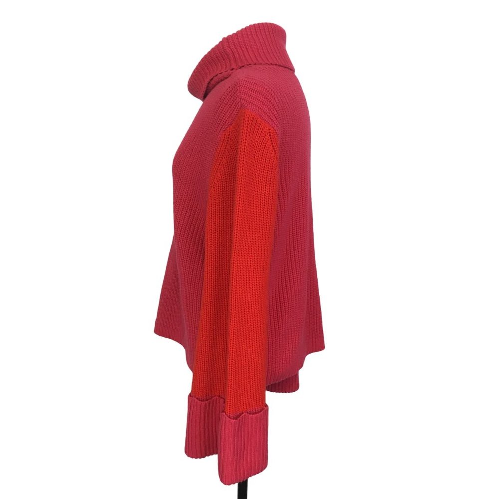 Sugar+Lips Pink Red Oversized Loose‎ Sleeves Pullover Turtleneck Sweater, S - Picture 7 of 10